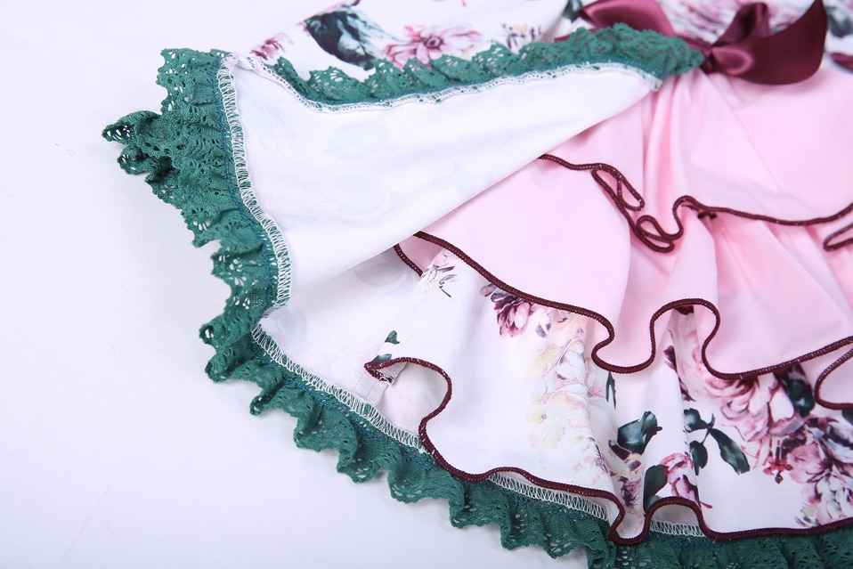 Flower Print Baby Girl Dress With Hat and Pants - Image 6