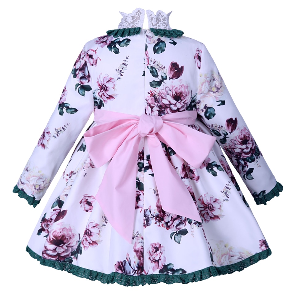 Flower Print Baby Girl Dress With Hat and Pants - Image 2