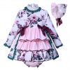 Flower Print Baby Girl Dress With Hat and Pants Flower Print Baby Girl Dress With Hat and Pants