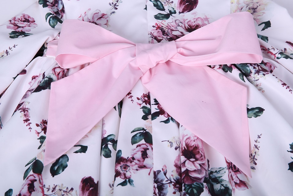 Flower Print Baby Girl Dress With Hat and Pants - Image 4