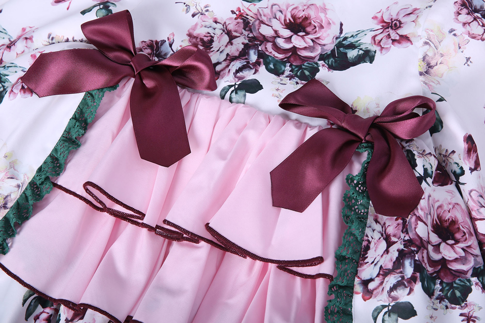 Flower Print Baby Girl Dress With Hat and Pants - Image 3