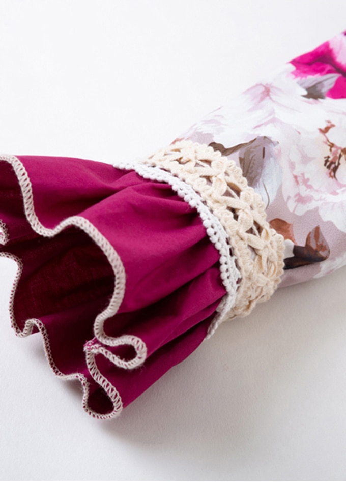 Floral Flare Sleeve Party Dress With Headband - Image 6