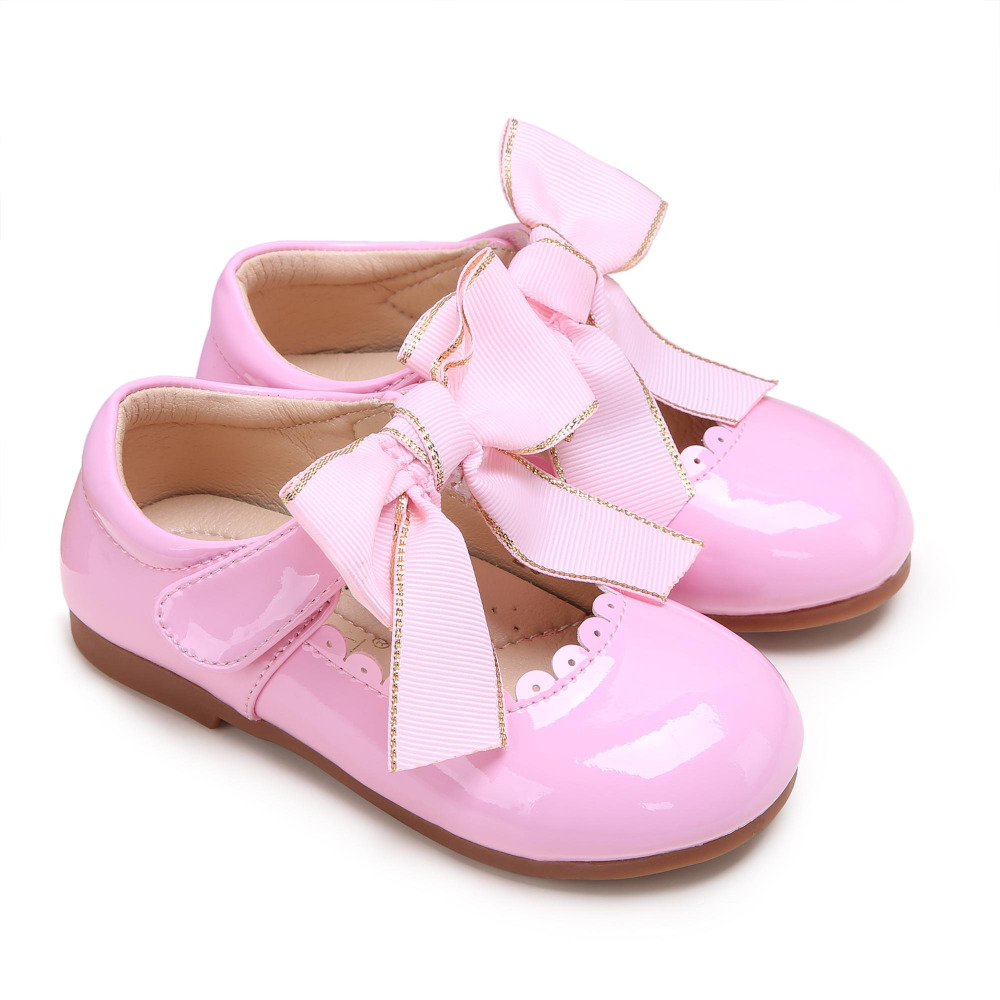 Shiny Handmade Microfiber Leather Bow Shoes - Image 6