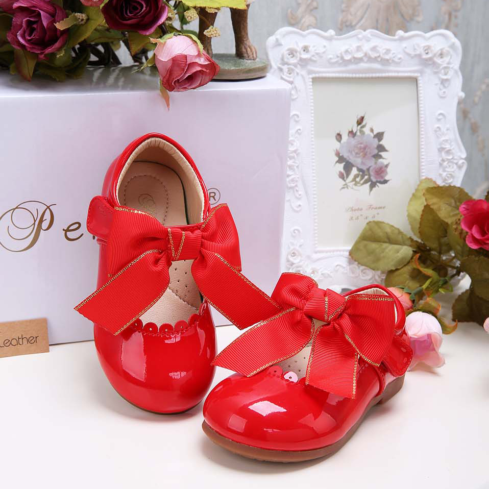 Shiny Handmade Microfiber Leather Bow Shoes - Image 2