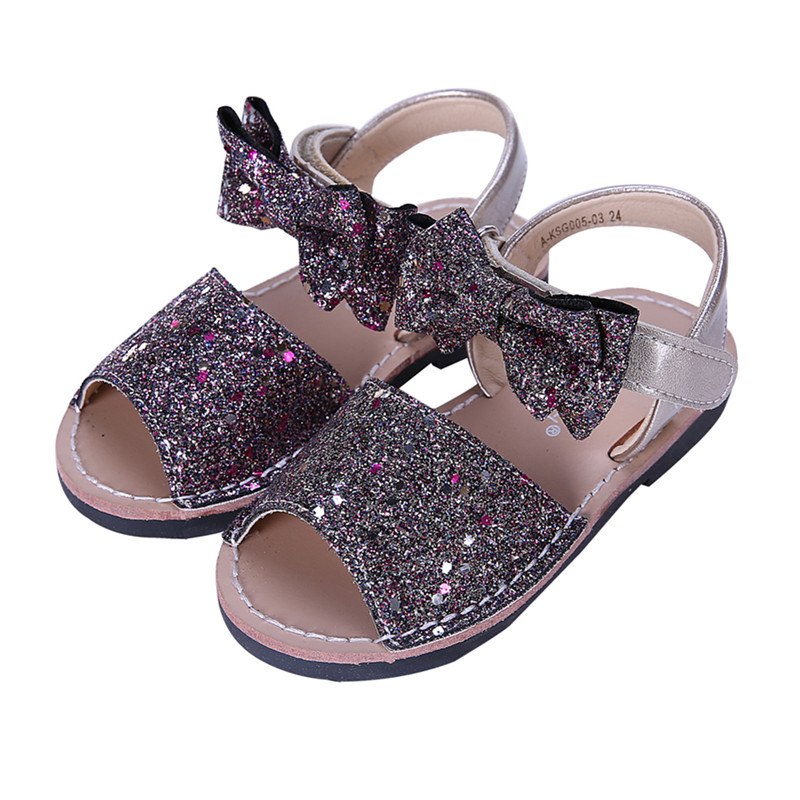 Microfiber Leather Bling Bow Girls Sandals - LittleGuchi.com