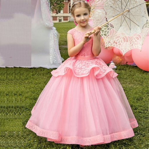 Elegant Sleeveless Flower Girl Dress With Embroidery