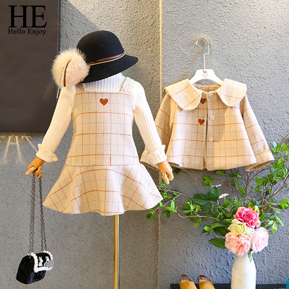 2 Piece Long Sleeve Woolen Suits For Girls - Image 2