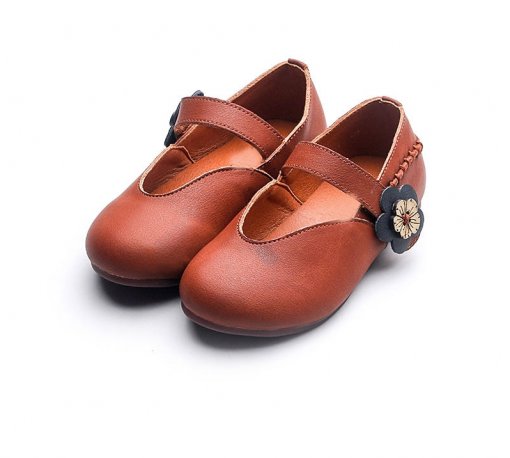 Leather Designer Shoe with Flower Strap