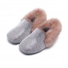 Rhinestone Fashion Loafers with Ankle Fur Rhinestone Fashion Loafers with Ankle Fur