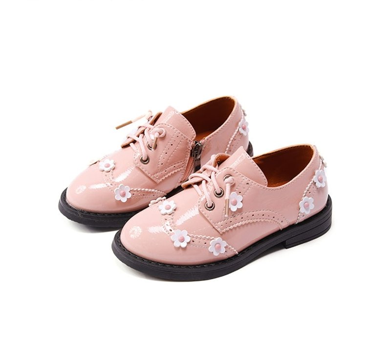 Little White Flower Leather Shoe for Girls