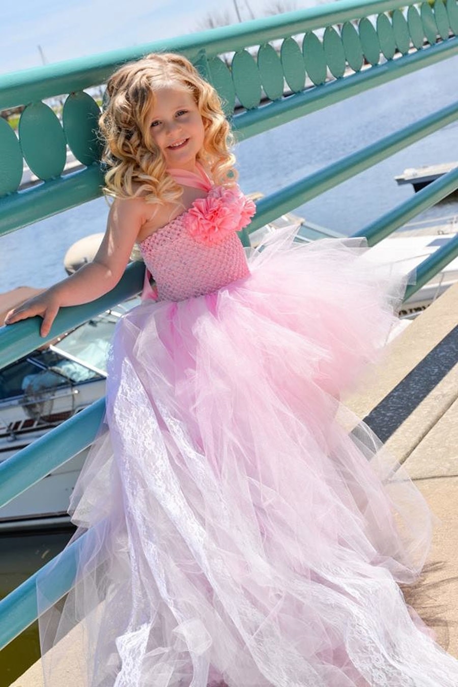 Flower Girl Tutu Dress In Lace Train Couture Style - Image 5
