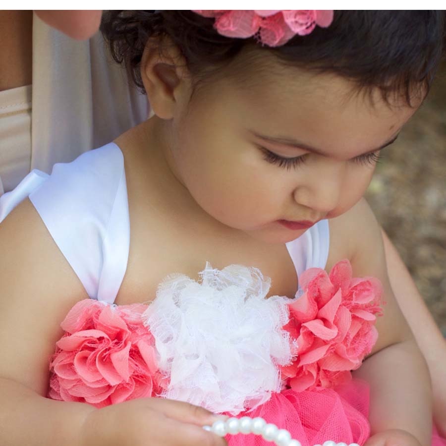 Coral & White Tutu Dress - Image 2