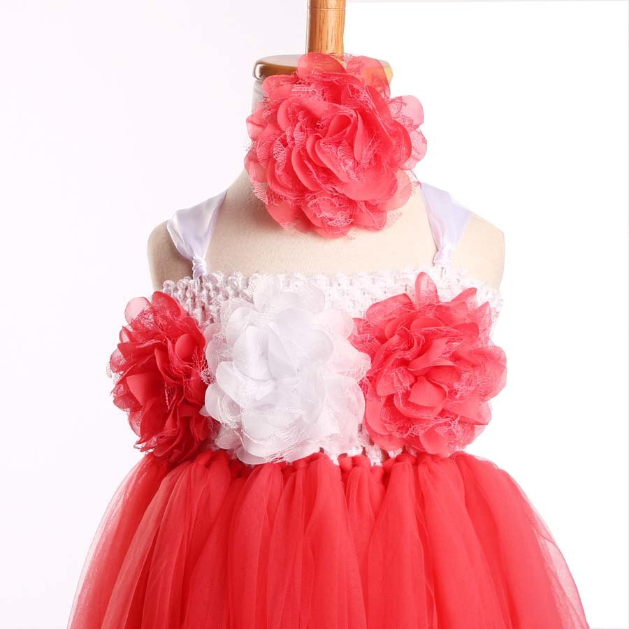 Coral & White Tutu Dress - Image 5