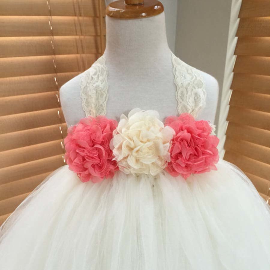Coral & White Tutu Dress - Image 4