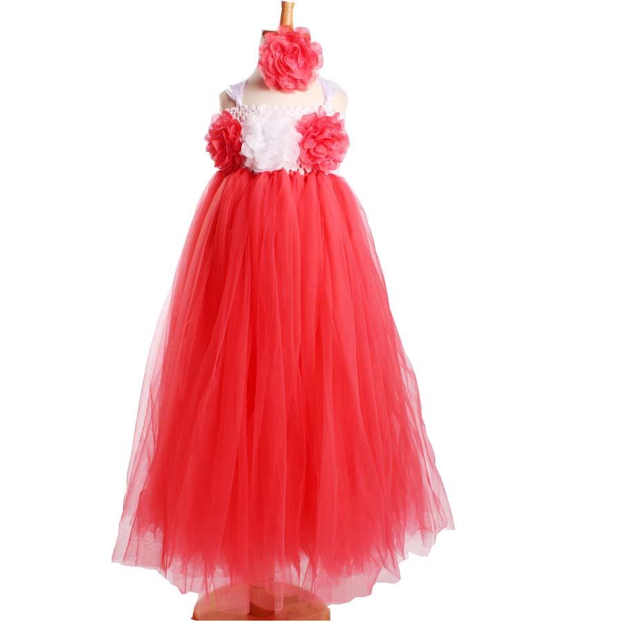 Coral & White Tutu Dress - Image 3