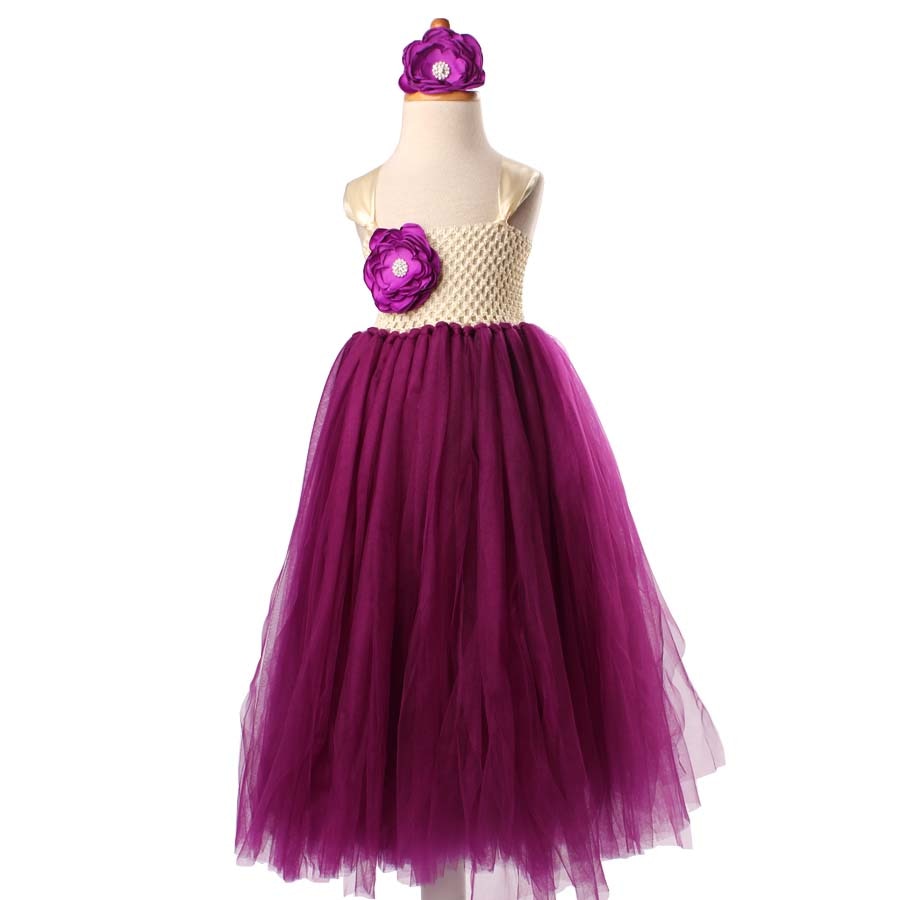 Girls Tutu Dress with Plum Flowers - Image 2
