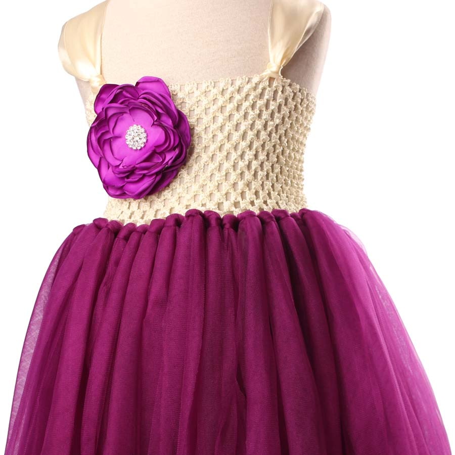 Girls Tutu Dress with Plum Flowers - Image 4