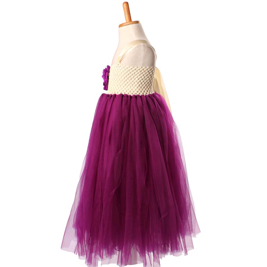 Girls Tutu Dress with Plum Flowers - Image 3
