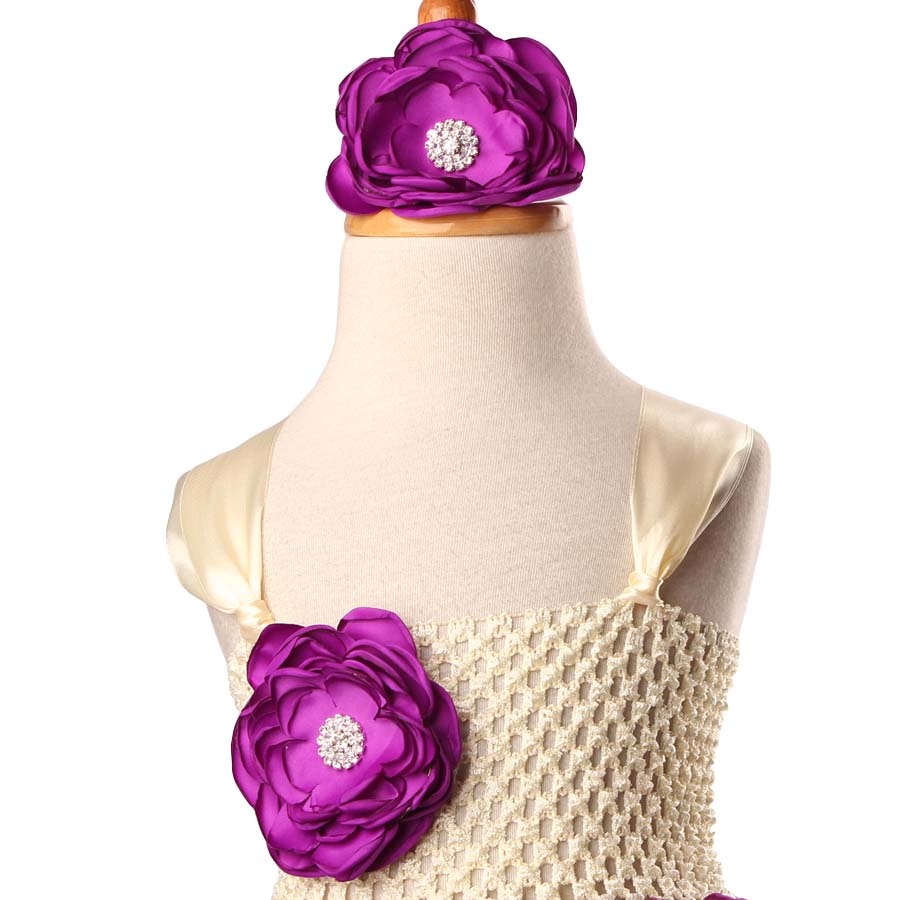 Girls Tutu Dress with Plum Flowers - Image 5