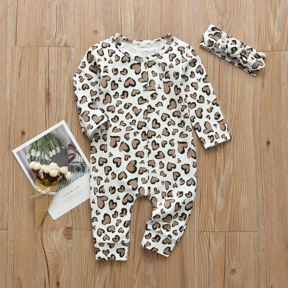 Baby Girl's Leopard Print Romper and Headband Set Baby Girl's Leopard Print Romper and Headband Set
