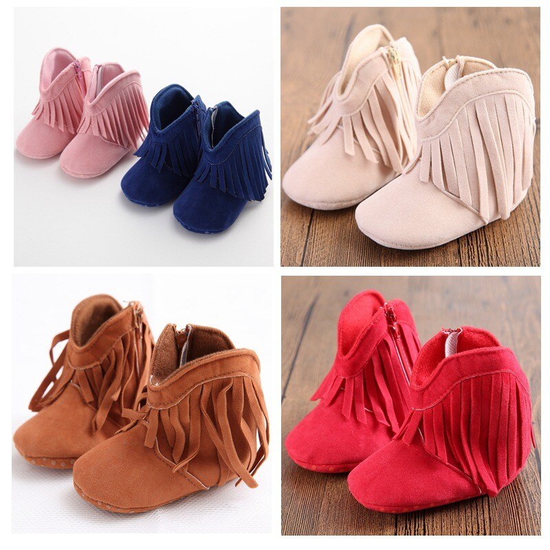 Baby Girl Soft Soled Suede Leather Booties