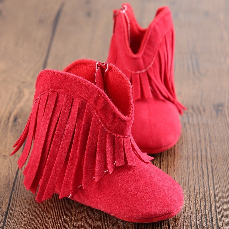 Baby Girl Soft Soled Suede Leather Booties