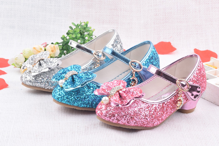 Glitter Brilliant Leather Shoes For Girls