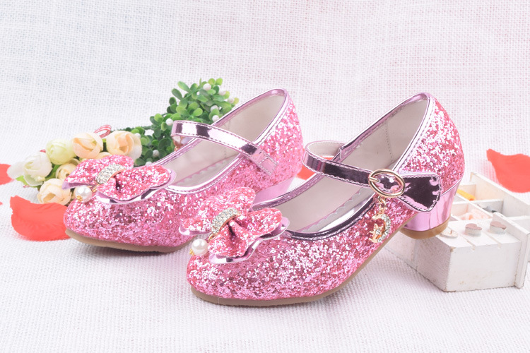 Glitter Brilliant Leather Shoes For Girls