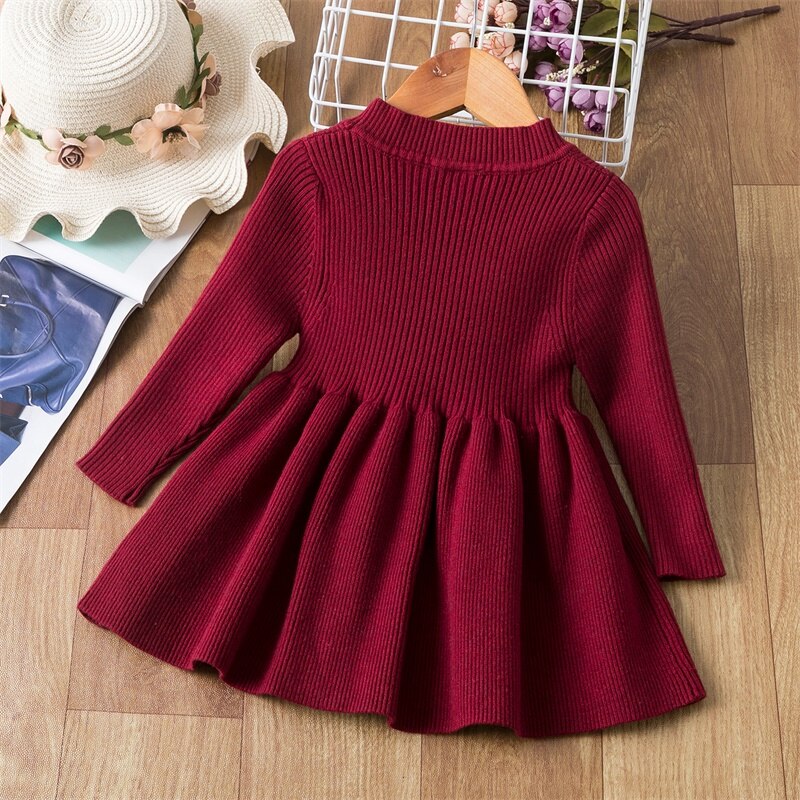 Knitted Long Sleeve Baby Girl's Dress Knitted Long Sleeve Baby Girl's Dress
