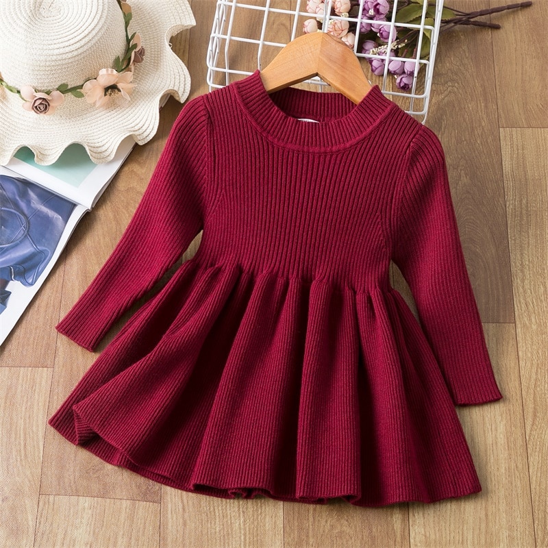 Knitted Long Sleeve Baby Girl's Dress Knitted Long Sleeve Baby Girl's Dress